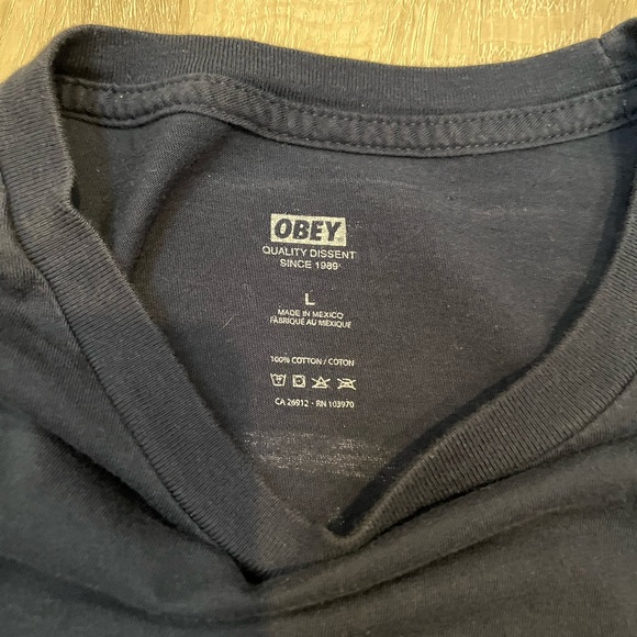OBEY Navy Shirt | Size Large - Picture 3 of 4